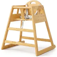 Relaxdays kinderstoel, hout, 5-punts veiligheidsgordel, hoogte x breedte x diepte: 76 x 48 x 49,5 cm, kinderstoel voor baby's en peuters, natuurlijke kleur