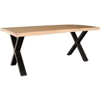 Lizzely Garden & Living Eettafel rechthoekig mangohout Xavier lichtbruin 180cm duurzaam tafel met X-poot mango rechthoekige eetkamertafel hout