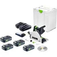 Festool TSC 55 KEB-Basic accu-invalzaag 18 / 36 V 160 mm borstelloos + 4x accu 4,0 Ah + dubbele lader + Systainer