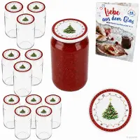 MamboCat 12-delige set ronde glazen 720 ml TO 82 Kerstmisdroom deksel incl. Diamant Gelierzauber receptenboekje