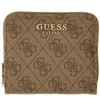 GUESS portemonnee Coleen Logo Zip Around Wallet Latte Logo Lichtbruin