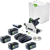 Festool TSC 55 KEB-Basic accu-invalzaag 18 V / 36 V (2x 18 V) 160 mm borstelloos + 4x accu 5,0 Ah + lader + Systainer