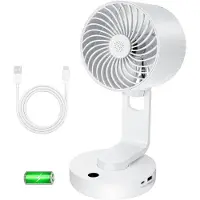 VHV - Bureauventilator - USB tafelventilator - USB oplaadbaar - verstelbaar - 4000 mAh - met LED - stil - voor bureau, kantoor, slaapkamer, keuken