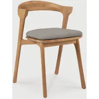 Ethnicraft Bok dining tuinstoel gelakt teak met stoffen bekleding