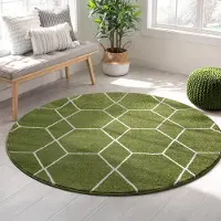 Muratap Trellis uni rond effen laagpolig vloerkleed modern 120 cm rond