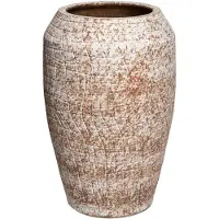 Ptmd Vikki Beige Ceramic Rough High Pot Round S