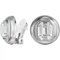 Traveller Clip Oorbellen - Oorclips Dames - Geplatineerd - Kristallen - Octagon - 13x11mm - Rond - 20mm - 157869