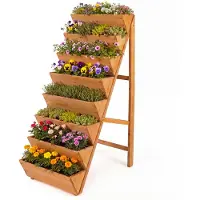Costway 8-laags verticaal tuinbed, vurenhouten bloembed, verticale plantenbak met plantenbakken, houten bloementrap, bloembak voor terras, balkon, tuin (Oranje)