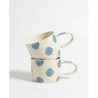 Vtwonen - Mokken - Blauw - Stippen - Set van 2 - Keramiek - 350ml