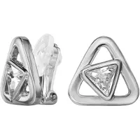 Traveller Clip Oorbellen - Oorclips Dames - Zilverkleurig - Kristallen - 7mm - Driehoek - Geplatineerd - 15mm - 157882