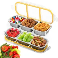 LONGZIMING - Lunchbox - 2 Stuks - Lekdichte RVS Bewaardoos - Drie Aparte Compartimenten - Stapelbaar Ontwerp - Roestvrij RVS 304 - Ideaal Voor Portiecontrole - 600ML
