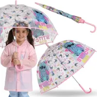 Sarcia.eu DISNEY Stitch Kinderparaplu met kliksluiting, opvouwbare, doorzichtige handparaplu 46cm