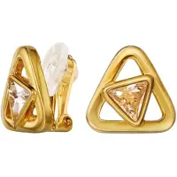 Traveller Clip Oorbellen - Oorclips Dames - 22 Karaat Verguld - Kristallen - 7 mm - Driehoek - 15 mm - 157881