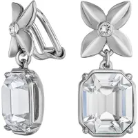Traveller Clip Oorbellen - Oorclips Dames - Hangers - Geplatineerd - Kristallen - Rond - 3mm - Achthoek - 14x12mm - Bloem - 27x12mm - 157890