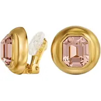 Traveller Clip Oorbellen - Oorclips Dames - 22 Karaat Verguld - Kristallen - Vintage Rose - Octagon - 13x11mm - Rond - 20mm - 157870