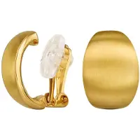 Traveller Clip Oorbellen - Oorclips Dames - 22 Karaat Verguld - Matte Satijn Finish - Ovaal - 20x14 mm - 157883