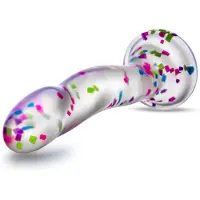 Blush - Neo Elite - Hanky-Panky 19cm Purio siliconen dildo Glow In The Dark - transparante dildo met leuke confetti
