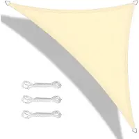 VHV - Schaduwzeil - driehoekig model - waterdicht - 98% UV-bescherming - Roestvrij staal - 3.6 x 3.6 x 3.6m - voor tuin, terras, balkon, patio, kas