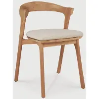 Ethnicraft Bok dining tuinstoel gelakt teak met stoffen bekleding