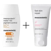 Mesoestetic Melan 130 Pigment control SPF50 + Fast Skin Repair – Pigment Control & Repair Set – Tegen Pigmentvlekken