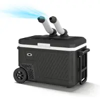 Puluomis - Compressor Koelbox Elektrisch - 12V en 220V/230 Volt - Camping Koelkast voor Auto - 45L - met luchtkoelingsfunctie - Batterijcompatibel - Zwat