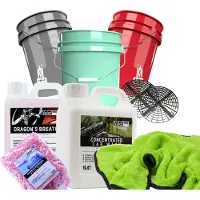 ValetPRO Autowasset bestaande uit; 3 x 5 gallon 19 ltr wasemmer, 2 x grit guard grit zwart, 1000 ml dragon's Breath, 1000 ml shampoo, WashMitt, Droogdoek
