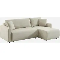 Sweeek Omkeerbare hoekbank, slaapbank, 3 zits bank stof met opbergruimte Beige