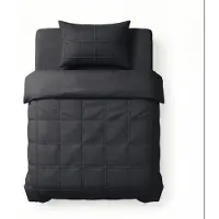 Sleeptime dekbedovertrek Check Pintuck - zwart - Microvezel - 140x220