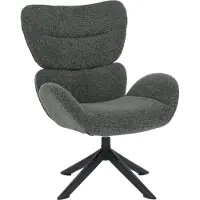 Mendler Loungestoel -Q53, fauteuil, loungestoel, eetkamerstoel, draaibaar, metaal, chenille (420 g/m²) ~ donkergroen