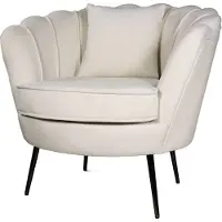 Lizzely Garden & Living Fauteuil zitbank 1 persoons stoel Anna velvet creme bankje