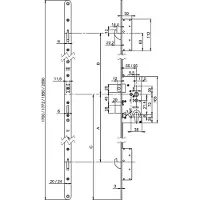 Nemef 5040 Veiligheidsmeerpuntssluiting | cilinderbediend | SKG*** | DM55mm | PC72mm | voorplaat staal verzinkt 24x1700mm afgerond| DR 1+3/2+4 - A000308698