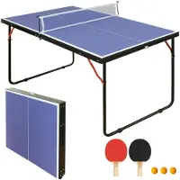 Zimilo Opklapbare Tafeltennistafel 137 cm met net, 2 rackets en 3 ballen, draagbare pingpongtafel, mini tafeltennistafel met handvat, geschikt voor binnen- en buitengebruik