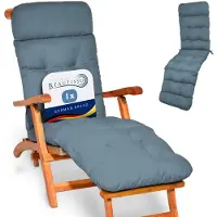 Beautissu Flair DC Deckchair Kussen 200x50x8 cm Blauwgrijs – Ligstoelkussen