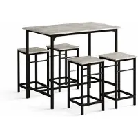 OEM Industriële eettafel met 4 barkrukken – Betaalbare eettafel voor woonkamer en keuken – Hoge eettafel met barkrukken – Compacte eettafel voor kleine ruimtes
