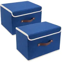 OEM Opvouwbare opbergbox in twee delen met deksel, bekleed met stof, met wasrek, in klassiek blauw, 38 x 25 x 25 cm