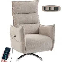 HOMCOM Elektrische Relaxstoel-Polyester-88L x 76B x 111H cm-Beige