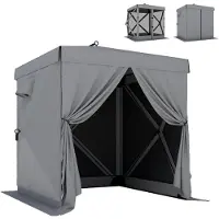 Outsunny Pop-Up Luifel-Oxfordstof, Glasvezel-185L x 185B x 205H cm-Donkergrijs