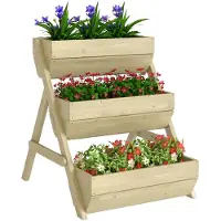 Outsunny Verhoogd Plantenbed-Dennenhout-65L x 75B x 76H cm-Groen