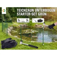 Prestige Home Living Outdoor Vijverafscheiding boogvormig set - 5 elementen inclusief hamer en handschoenen - Groen