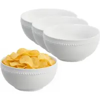 Vessia Snackschaaltjes - wit - 8x stuks - D15 cm - keramiek - chips / nootjes - 500 ml