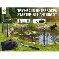 Prestige Home Living Outdoor Vijverafscheiding, gebogen set - 5 elementen inclusief hamer en handschoenen - Anthraciet