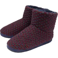 Dunlop - Heren Fuzzy Sherpa Geheugenfoam Slippers (8, Marineblauw/Bordeaux)