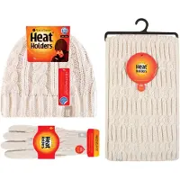 Heat Holder Dames Gebreide Muts Handschoen & Sjaal Set - Room