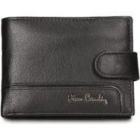Pierre Cardin Herenvetflappen , echt leer, zwart, met drukknoop