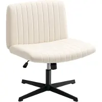 HOMCOM Bureaustoel-Linnen-61L x 64B x 76-86H cm-Crèmewit