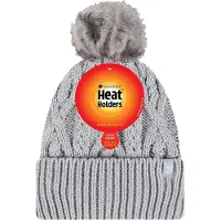 Heat Holder Dames Gebreide Omgeslagen Muts met Pompon en Bobbel