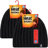 Heat Holder Heren Chunky Zachte Winter Geribde Muts - 2 Pack