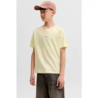 Jack & Jones JUNIOR T-shirt met backprint lichtgeel Jongens Katoen Ronde hals - maat 128
