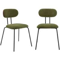 Sweeek Stoel waterafstotende stof, zwarte metalen poten (set van 2) Kaki