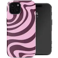 Selencia Vivid Backcover voor de Apple iPhone 15 - Wavy Swirl Pink Plum